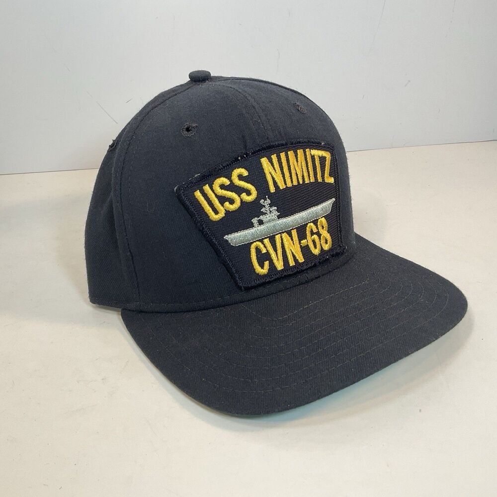 Vintage USS Nimitz CVN-68 Snapback Polyester Hat Made In USA Navy Sz M/L